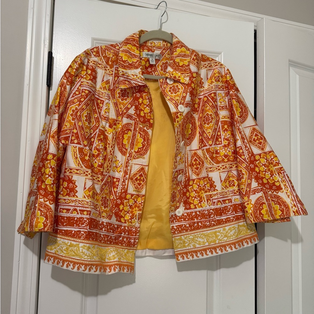 Coldwater Creek Orange &‎ Yellow Women’s Blazer Jacket, size 16